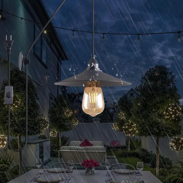 Alt view image 5 of 7 - Hanging Lamp with Plug in Cord Outdoor Lamps for Patio Waterproof Pendant Light with Plug Outdoor Lamps for Patio Waterproof Hanging Pendant Light with Plug in Cord MA6006
