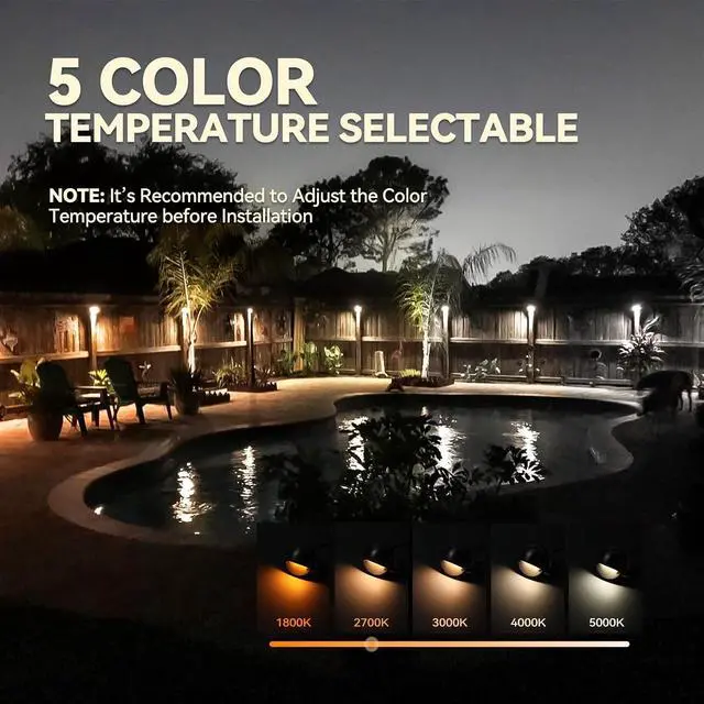 Alt view image 2 of 7 - LEONLITE 6-Pack 5CCT 3.74inch Low Voltage LED Deck Lights, Satin Nickel | 180LM, 12-24V AC/DC, CRI90, UL Listed, Die-cast Aluminum Housing, Frosted Glass Lens, 1800K/2700K/3000K/4000K/5000K