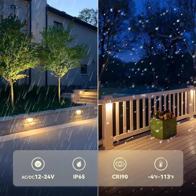 Alt view image 5 of 7 - LEONLITE 6-Pack 5CCT 3.74inch Low Voltage LED Deck Lights, Satin Nickel | 180LM, 12-24V AC/DC, CRI90, UL Listed, Die-cast Aluminum Housing, Frosted Glass Lens, 1800K/2700K/3000K/4000K/5000K