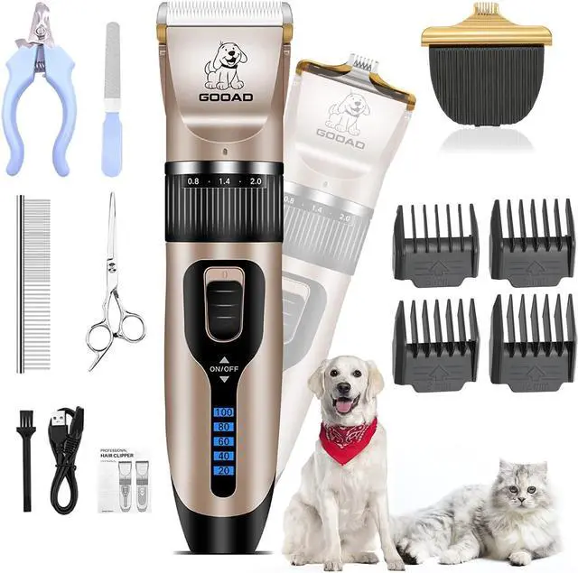 Main image of Dog Clippers for Grooming,Dog Grooming Kit for Heavy Thick Hair&Coats | <60dB quiet,Rechargeable Cordless,4H Runtime,4 Guide Combs,2in1 Wide & Narrow Blades,Pet Shaver for Matted Fur