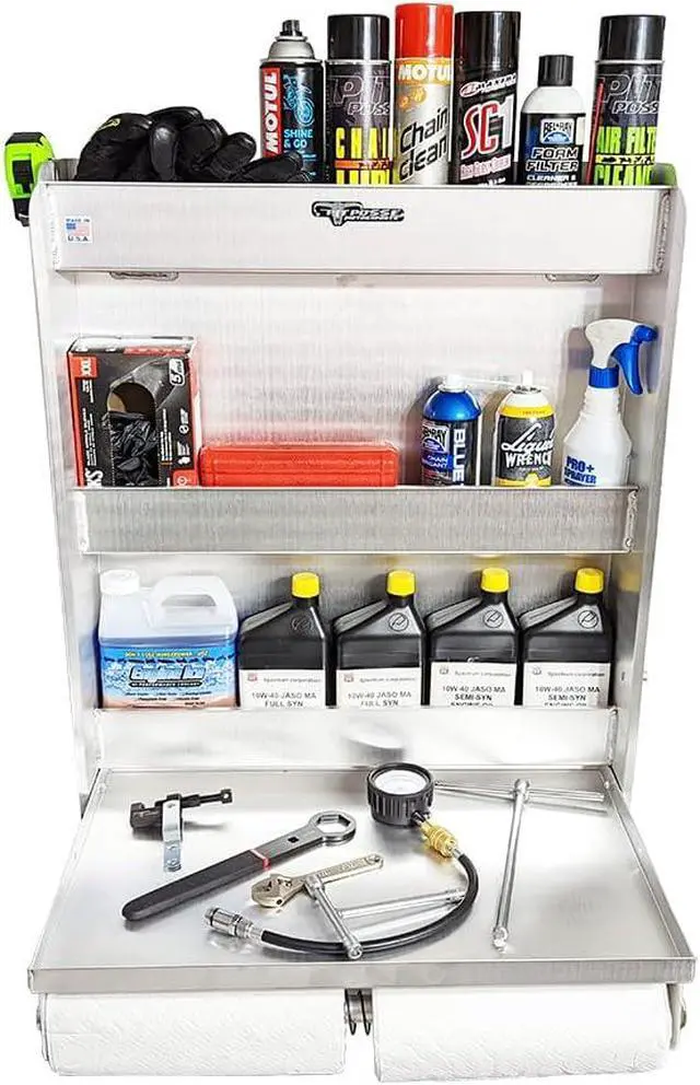 Alt view image 7 of 7 - Pit Posse PP3302 Trailer Garage Cabinet Organizer Kit- Made in USA - Work Station Cabinet, Tie Down Ratchet Strap Rack, and Cord/Hose Hanger - Mounting Hardware - Aluminum - 5 Year Warranty