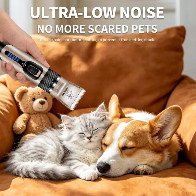 Alt view image 2 of 7 - Dog Clippers for Grooming,Dog Grooming Kit for Heavy Thick Hair&Coats | <60dB quiet,Rechargeable Cordless,4H Runtime,4 Guide Combs,2in1 Wide & Narrow Blades,Pet Shaver for Matted Fur