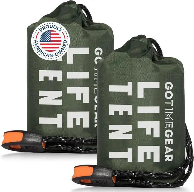 Main image of Go Time Gear Survival Life Tent 2 Person Mylar Emergency Shelter Tube Tent + Paracord All-Weather Protection for Camping, Hiking, & Survival Kits Includes Emergency Whistle