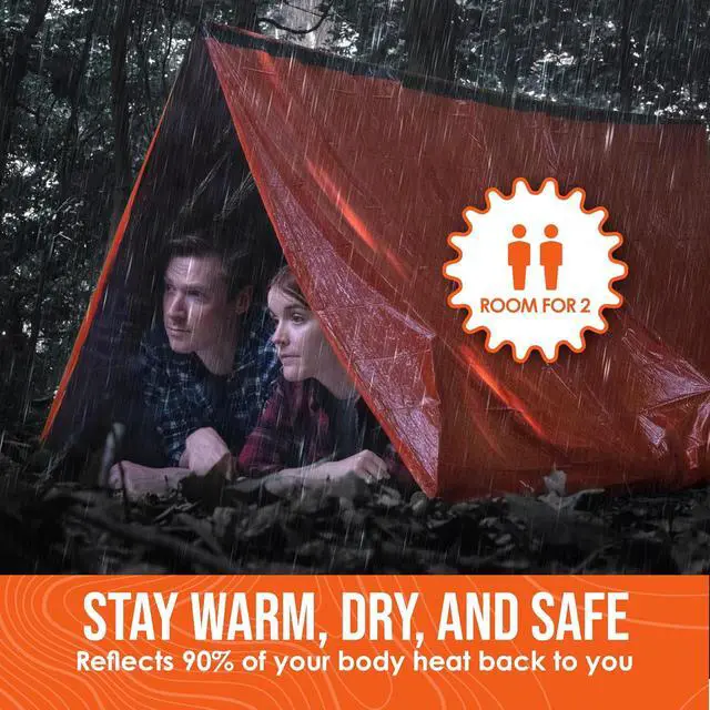 Alt view image 3 of 7 - Go Time Gear Survival Life Tent 2 Person Mylar Emergency Shelter Tube Tent + Paracord All-Weather Protection for Camping, Hiking, & Survival Kits Includes Emergency Whistle