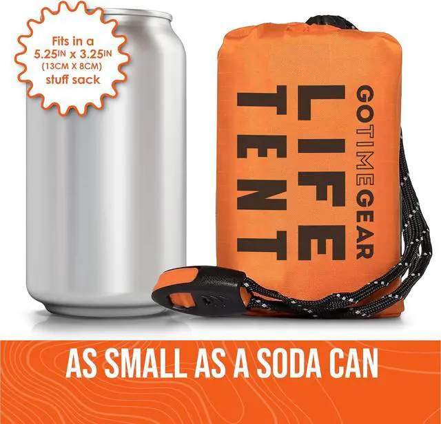 Alt view image 4 of 7 - Go Time Gear Survival Life Tent 2 Person Mylar Emergency Shelter Tube Tent + Paracord All-Weather Protection for Camping, Hiking, & Survival Kits Includes Emergency Whistle