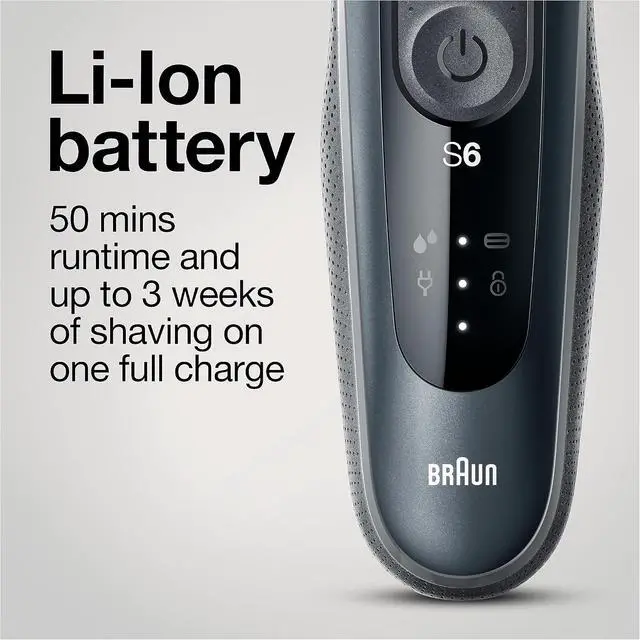 Alt view image 5 of 7 - Braun Series 6 6046cs Electric Razor for Men, Wet & Dry, Electric Razor, Rechargeable, Cordless Foil Shaver with Charging Stand, Travel Case and Precision Trimmer, Black