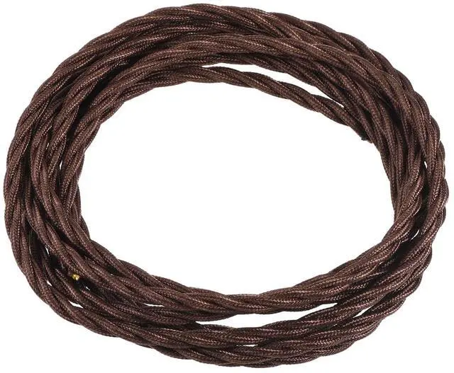 Main image of MECCANIXITY 9.8Ft Twisted Cloth Covered Wire, 18/3 Cloth Covered Electrical Wire Vintage Industrial Electronic Wire Cloth Cord Cable for Pendant Light DIY Project, Brown