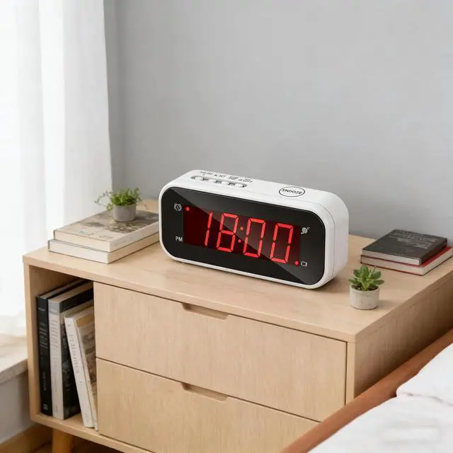 Alt view image 4 of 4 - Small Digital Clock Battery Operated, LED Travel Alarm Clock Battery Powered with Snooze, Cordless, Brightness Adjustable, 12/24Hr, Easy to Use