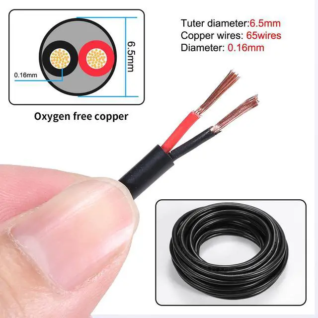 Alt view image 2 of 6 - 16 Gauge 2 Conductor Electrical Wire 16AWG Electrical Wire Stranded PVC Cord Oxygen-Free Copper Cable 200FT/61M Flexible Low Voltage LED Cable for LED Strips Lamps Lighting Automotive(16/2AWG-200FT)