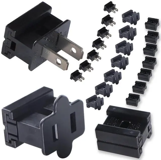 Main image of Black SPT-2 Vampire Plug 8 Sets Full Kit Zip Gilbert Wire Connector | 8 Amp 125 Volt Vampire Plug, Tool Free Slide On Wire Connector, Blends Perfectly With Holiday Wires, Custom Length Tidy Cord