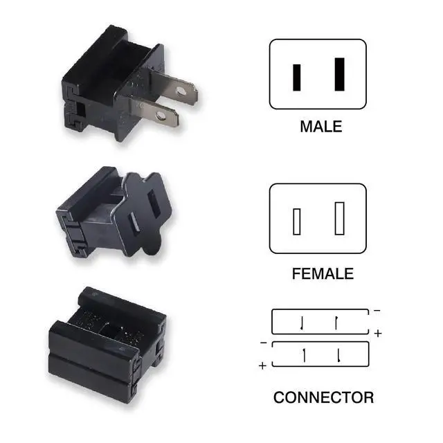 Alt view image 2 of 6 - Black SPT-2 Vampire Plug 8 Sets Full Kit Zip Gilbert Wire Connector | 8 Amp 125 Volt Vampire Plug, Tool Free Slide On Wire Connector, Blends Perfectly With Holiday Wires, Custom Length Tidy Cord