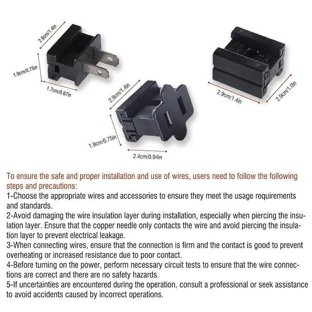Alt view image 3 of 6 - Black SPT-2 Vampire Plug 8 Sets Full Kit Zip Gilbert Wire Connector | 8 Amp 125 Volt Vampire Plug, Tool Free Slide On Wire Connector, Blends Perfectly With Holiday Wires, Custom Length Tidy Cord