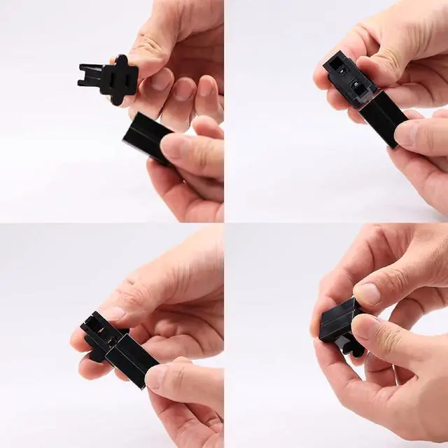 Alt view image 4 of 6 - Black SPT-2 Vampire Plug 8 Sets Full Kit Zip Gilbert Wire Connector | 8 Amp 125 Volt Vampire Plug, Tool Free Slide On Wire Connector, Blends Perfectly With Holiday Wires, Custom Length Tidy Cord