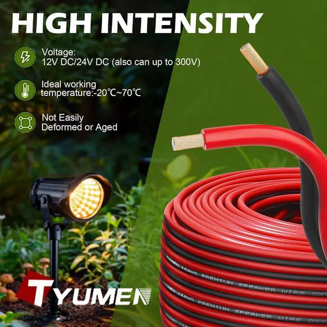 Alt view image 6 of 7 - TYUMEN 20 Gauge Wire 100 Feet Pure Copper, 20AWG Red Black Low Voltage/Speaker/Automotive/Electrical Wire, 20 AWG OFC 12V/24V DC Extension Cords for LED Strips Lamp Lighting, in-Home, Autos, DIY use