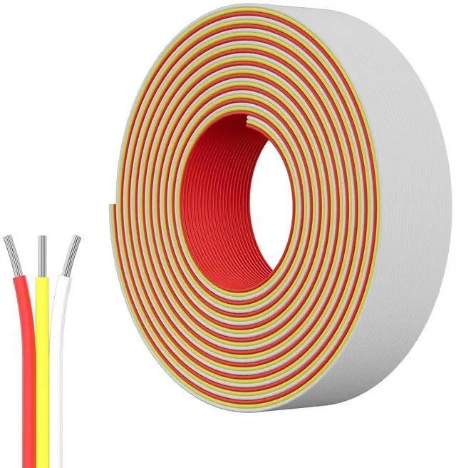 Main image of PAUTIX 65.6ft/20M Extension Cable Wire Cord,22AWG 3-pin Wire Cord for Single Color LED Strip Lights,COB/2835 Tape Lights,5V 12V 24V Low Voltage Extension,Red,Yellow,White