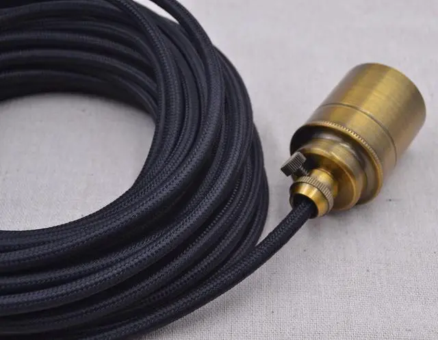 Alt view image 3 of 6 - 32.8ft Round 18/2 Rayon Covered Wire,HESSION 18 AWG Antique Industrial Electrical Cloth Cord,Vintage Style Lamp Cord Strands(Black)