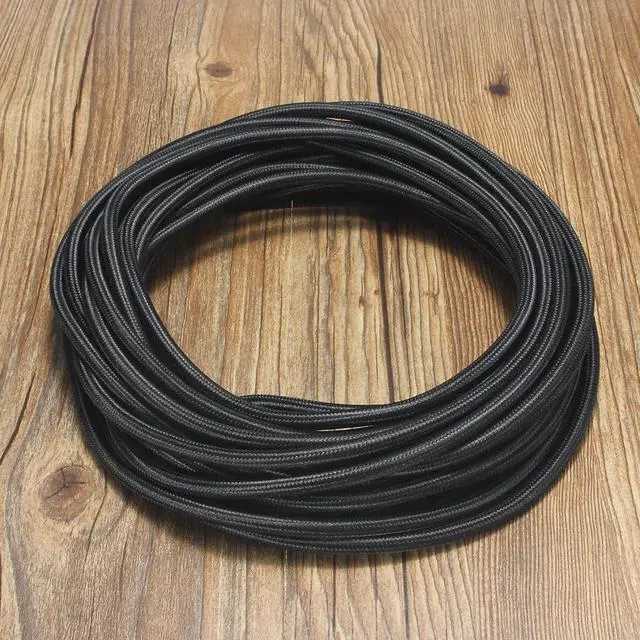 Alt view image 4 of 6 - 32.8ft Round 18/2 Rayon Covered Wire,HESSION 18 AWG Antique Industrial Electrical Cloth Cord,Vintage Style Lamp Cord Strands(Black)