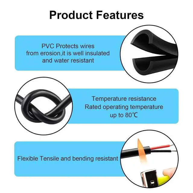 Alt view image 4 of 5 - 24 Gauge 2 Conductor Electrical Wire 65.6 FT UL2464 Core Cable 24 AWG Electrical Wire 24/2 AWG Stranded PVC Cord Tinned Copper Wire for LED Strips Lamps Lighting Automotive