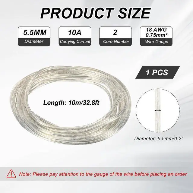 Alt view image 2 of 7 - MECCANIXITY PVC Covered Wire 2 Core Sheath Power Cord 18AWG 10m/32.8ft, Electrical Cable for Led Lamp Wire Audio Cable Speaker Line Clear