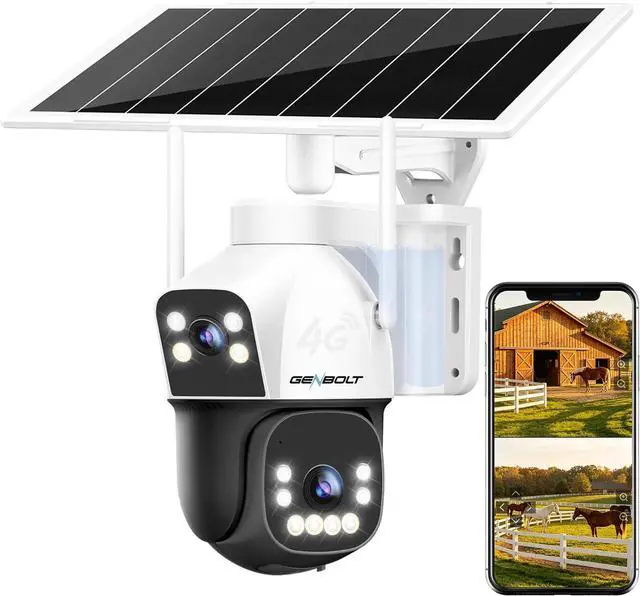Main image of GENBOLT 4G AOV Cellular Solar Security Camera Outdoor Wireless 15600mAh | 7/24 Recording,No WiFi,3MP*2,Easy to install,Battery Operated,Auto Tracking,AI Detection,Cloud Storage