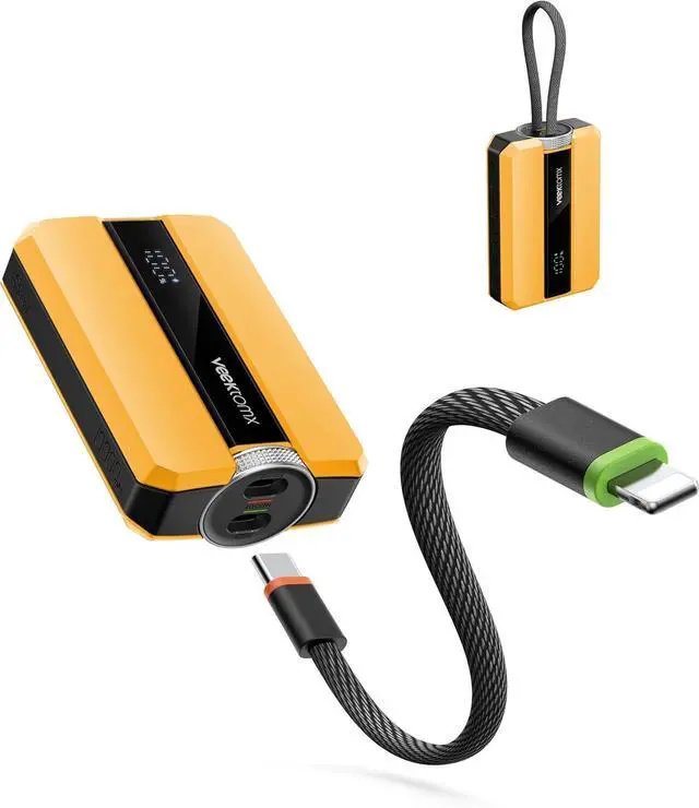 Main image of VEEKTOMX PD 30W Super Fast Charging Portable Charger 10000mAh, Small Power Bank with Detachable USB C Dual Ports Built-in Cord, Compact Travel Battery Pack Compatible with iPhone/Samsung/MacBook/iPad