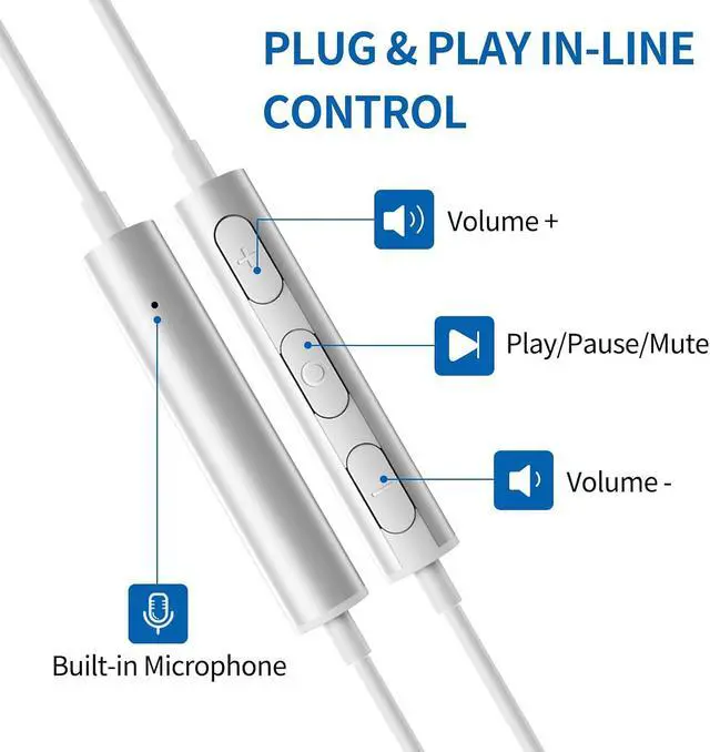 Alt view image 4 of 7 - ASKUBSKU USB Headphones with Microphone for PC 7.5 Ft Cable, White | USB A Headset for Computer, Wired USBA Earbuds with Mute Stereo Noise Isolating Cord Earphones for Laptop School Student