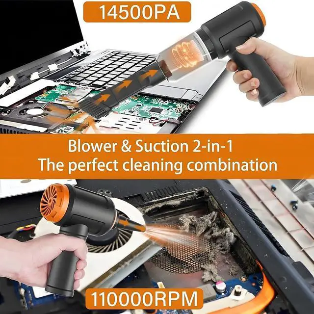 Alt view image 3 of 7 - Meudeen Air Duster - Computer Vacuum Cleaner - for Keyboard Cleaning - Cordless Canned Air - 110000RPM Powerful PC Cleaner(Air-01)