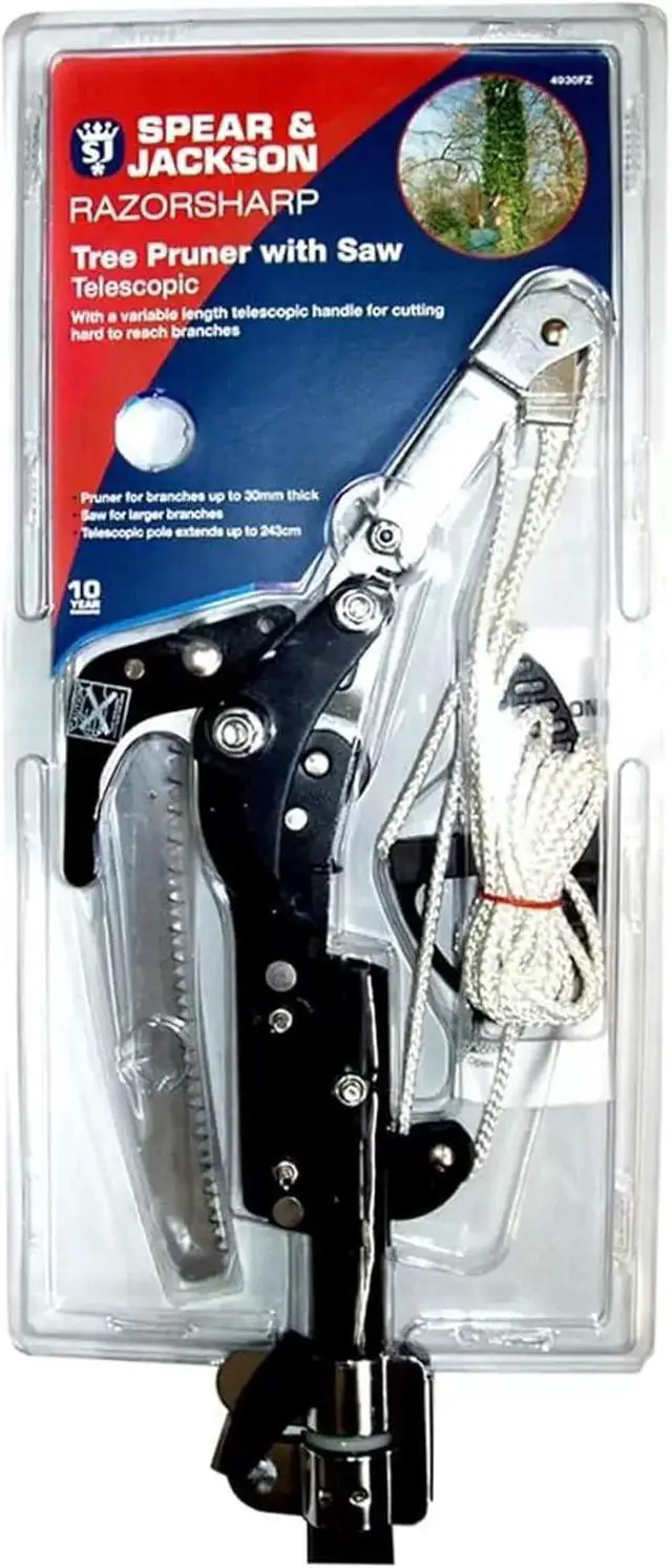 Alt view image 3 of 4 - Spear & Jackson 4930FZ Razorsharp Telescopic Tree Pruner, Extendable Pole Handle for Removing High Branches, Sharp Saw Blade for Cutting Thick Limbs and Powerful Pull Cord Lopper for Light Trimming
