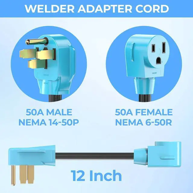 Alt view image 4 of 6 - CircleCord Welder Adapter Cord, NEMA 14-50P Male to 6-50R Female, 50 Amp Welder Power Adapter Plug, Heavy Duty STW 8 AWG 50 Amp 250V 12500 Watt