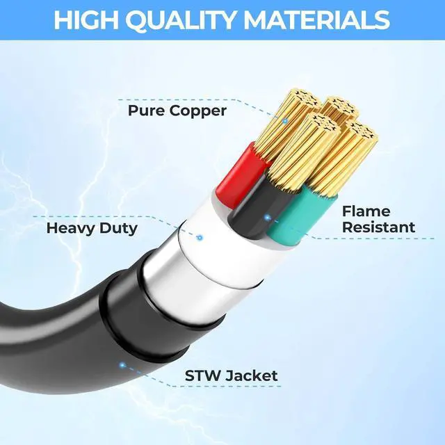 Alt view image 6 of 6 - CircleCord Welder Adapter Cord, NEMA 14-50P Male to 6-50R Female, 50 Amp Welder Power Adapter Plug, Heavy Duty STW 8 AWG 50 Amp 250V 12500 Watt