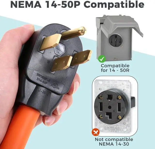 Alt view image 4 of 6 - 50 Amp to 20 Amp 110V RV Distribution Adapter, NEMA 14-50P to 4 X 5-20R/15R | 4-Prong to Multiple Household Outlet w/ 20amp Circuit Breaker, 1.5FT ETL Listed RV Generator Distribution Cord
