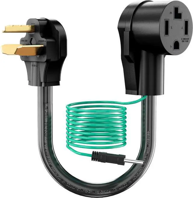 Main image of CircleCord Dryer Adapter 4 Prong to 3 Prong, 4P Newer to 3P Older House, Convert Cord NEMA 10-30P Plug to 14-30R Receptacle, 10 AWG STW 1.5FT With Safety Ground Wire, ETL Listed