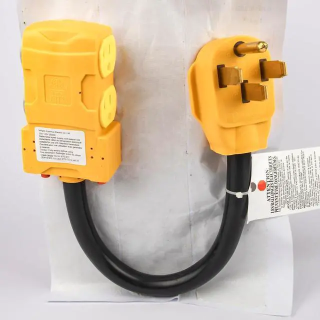 Alt view image 2 of 7 - MECMO 50 Amp to 20 Amp 110V RV Distribution Adapter, NEMA 14-50P to 4 X 5-20R/15R RV 4-Prong to Multiple Household Outlet w/ 20amp Circuit Breaker, ETL Listed RV Generator Distribution Cord - 1.5ft
