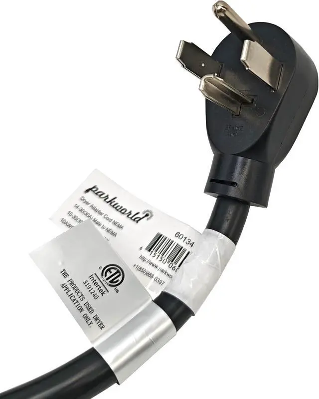 Alt view image 2 of 6 - Parkworld 60134 Dryer Adapter Cord NEMA 14-30P Male to 10-30R Female, 30A, 250V (1.5FT, ETL Listed)