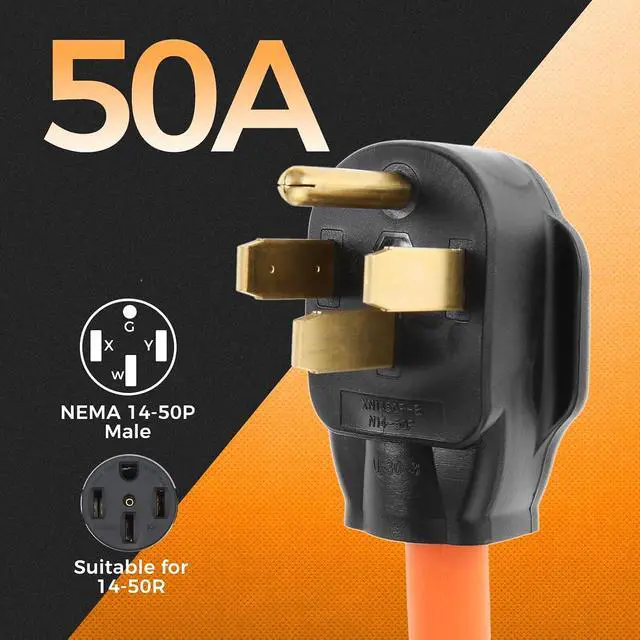 Alt view image 3 of 7 - 50 Amp to 110V 20 Amp RV Adapter Cord, 4 Prong NEMA 14-50P Male Plug to 4X 5-15/20R Household Outlet Female Connectors Adapter Cord with Dust Protection Caps, 1.5 FT