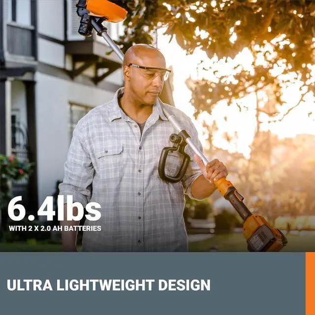 Alt view image 6 of 7 - Worx Cordless String Trimmer, 40V 13" Electric Weed Wacker, WG183 | Auto Feed, Dual-Exit Cutting Head, 2 x 2.0Ah Batteries & 2.0Ah Charger Included, PowerShare