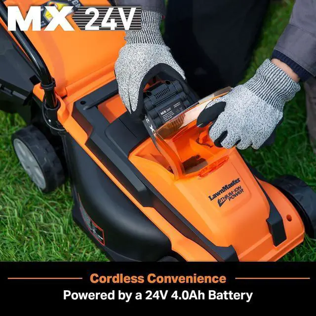 Alt view image 3 of 7 - LawnMaster CLM2413A Cordless 13-Inch Lawn Mower 24V Max with 2X4.0Ah Battery and a Charger