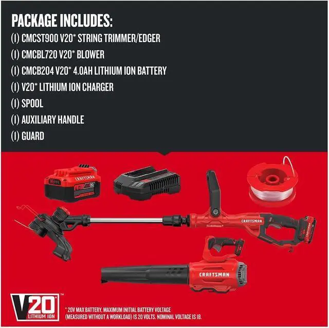 Alt view image 2 of 7 - CRAFTSMAN V20 String Trimmer and Leaf Blower Combo Kit, Cordless (CMCK297M1)