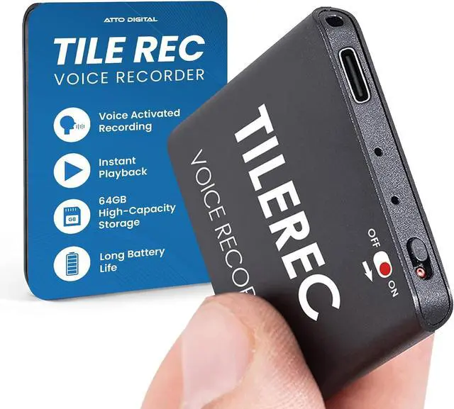 Main image of TileRec Voice-Activated Audio Recorder 64GB Digital Dictaphone with Playback, USB-C, Metal Case Portable Recorder for Meetings & Lectures