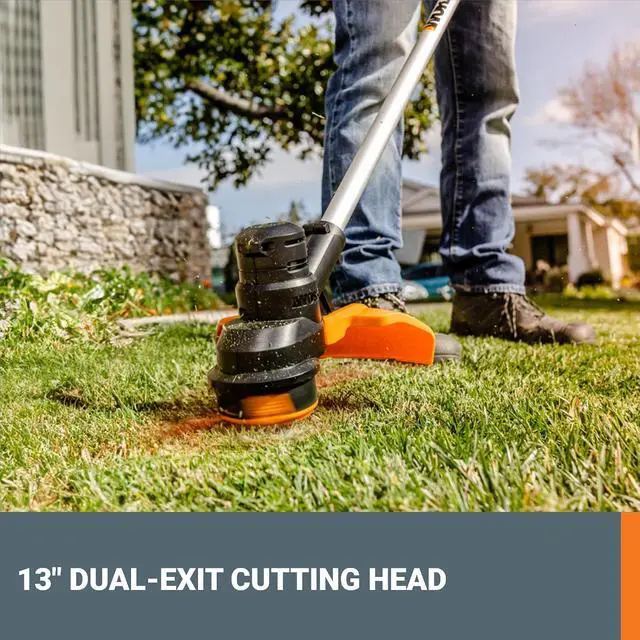 Alt view image 2 of 7 - Worx Cordless String Trimmer, 40V 13" Electric Weed Wacker, WG183 | Auto Feed, Dual-Exit Cutting Head, 2 x 2.0Ah Batteries & 2.0Ah Charger Included, PowerShare