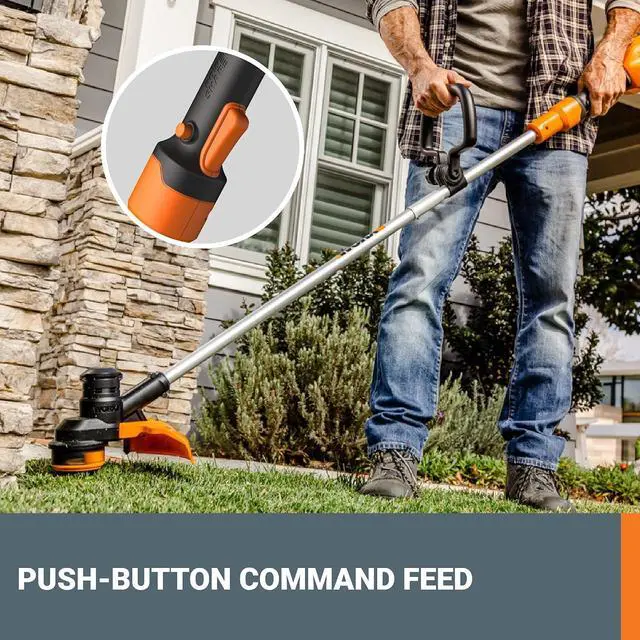 Alt view image 4 of 7 - Worx Cordless String Trimmer, 40V 13" Electric Weed Wacker, WG183 | Auto Feed, Dual-Exit Cutting Head, 2 x 2.0Ah Batteries & 2.0Ah Charger Included, PowerShare