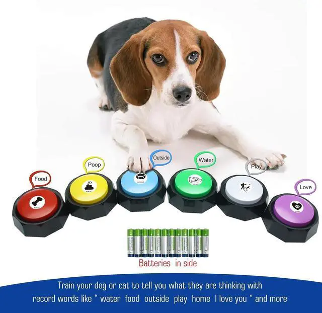 Alt view image 2 of 7 - Recordable Buttons, Dog Training and Communication Buttons, Pack of 6, 30 Seconds Recording, 30 Scene 15 Custom Stickers, 6 Pairs Non-Slip Stickers, Sound Quality is Clearly (Batteries Included)