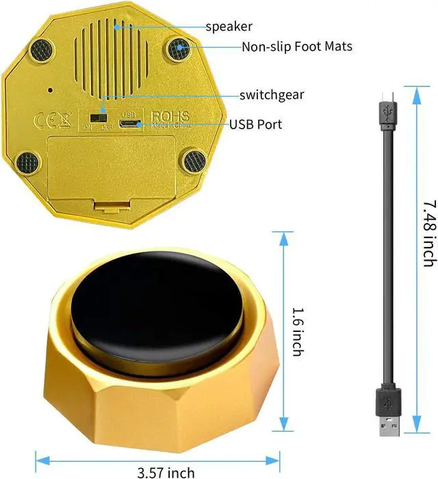 Alt view image 2 of 6 - RIBOSY USB Sound Button - Make Your Own Button by Uploading Audio Files - Support 100+ Recordings - Top Recordable Quality Playback (USB Cable Included)