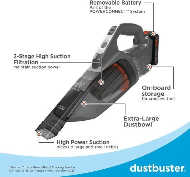 Alt view image 2 of 7 - BLACK+DECKER 20V dustbuster Small Vacuum Cleaner Portable Vacuum Hand Held Cordless for Home and Car, Includes Rechargeable Battery (BCHV001C1)