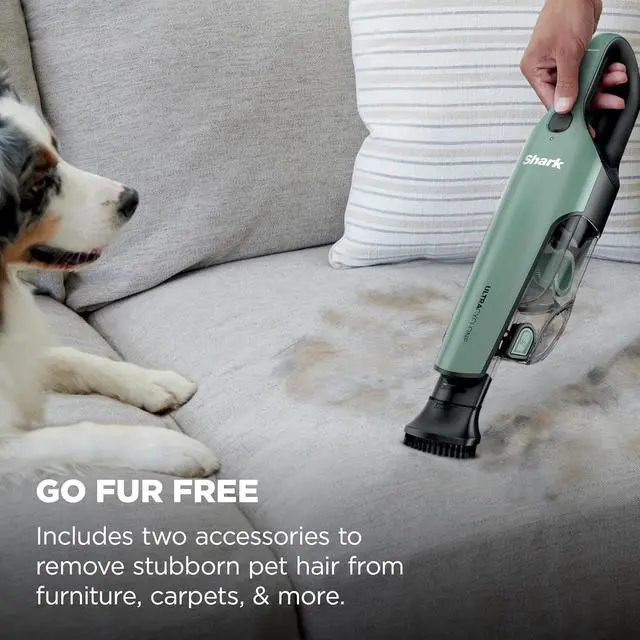 Alt view image 5 of 7 - Shark UltraCyclone Pro Cordless Handheld Vacuum, Black/Green, CH901 | Powerful Suction, Handheld Vacuum for Car & Home, Crevice Tool, Scrubbing Brush, Lightweight, XL Dust Cup