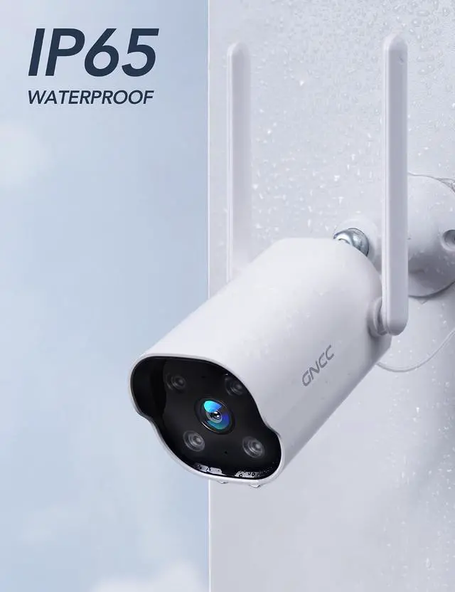 Alt view image 2 of 7 - GNCC 2K Outdoor Security Camera, 24/7 Recording, Plug-in, AI, White-1P | Plug-In, 9.85ft Cord, No Battery, AI Detect, 2-Way, IP65, Alexa, SD Free, Cloud Opt, 2.4G WiFi Only, Easy Install