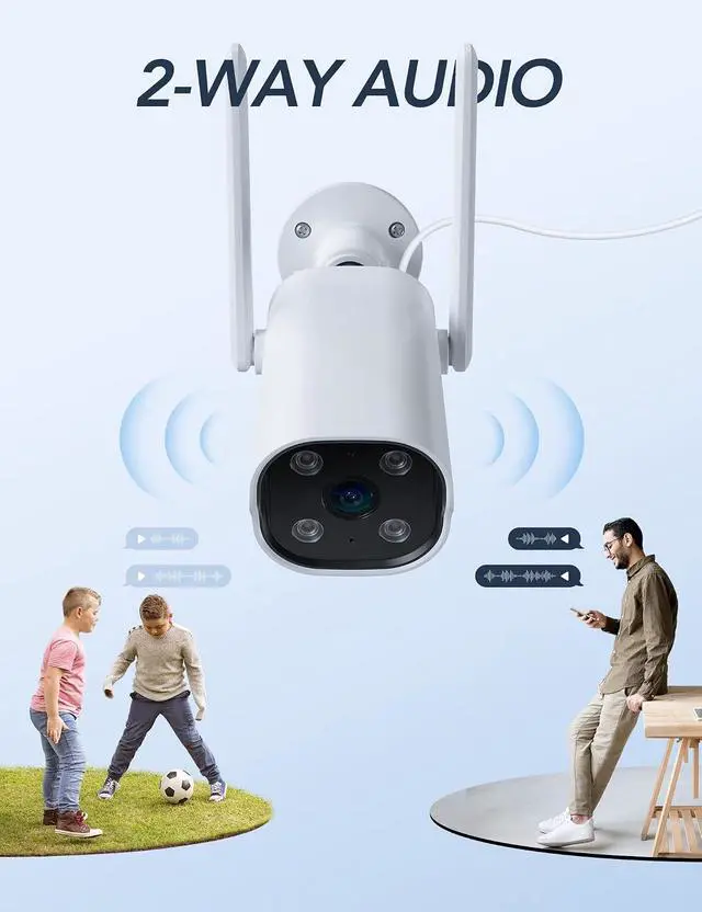 Alt view image 3 of 7 - GNCC 2K Outdoor Security Camera, 24/7 Recording, Plug-in, AI, White-1P | Plug-In, 9.85ft Cord, No Battery, AI Detect, 2-Way, IP65, Alexa, SD Free, Cloud Opt, 2.4G WiFi Only, Easy Install