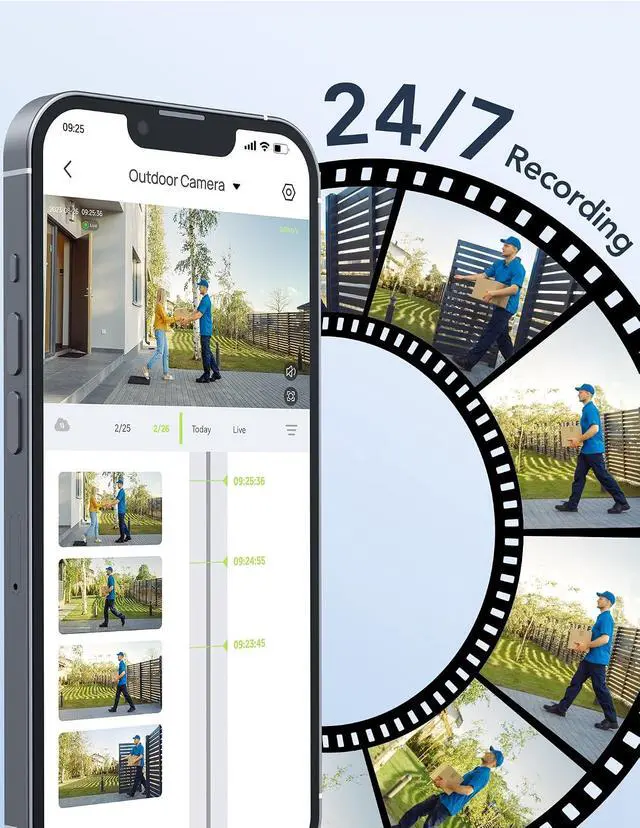 Alt view image 6 of 7 - GNCC 2K Outdoor Security Camera, 24/7 Recording, Plug-in, AI, White-1P | Plug-In, 9.85ft Cord, No Battery, AI Detect, 2-Way, IP65, Alexa, SD Free, Cloud Opt, 2.4G WiFi Only, Easy Install