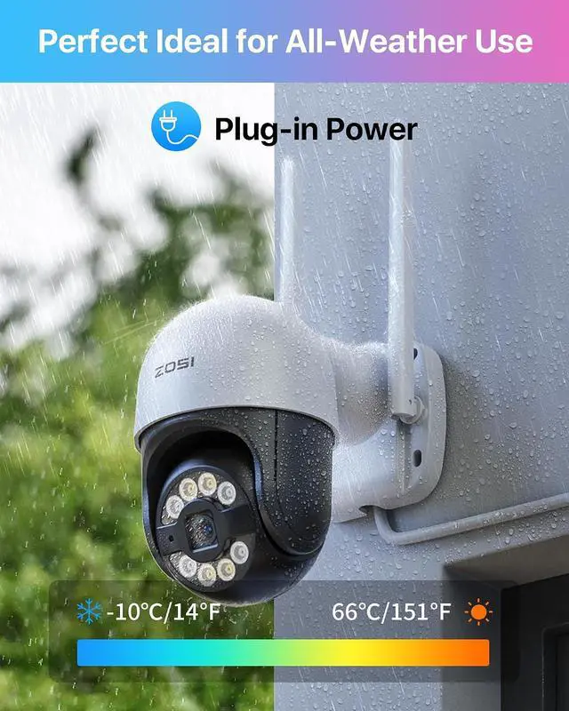 Alt view image 6 of 7 - ZOSI C289 WiFi Pan Tilt Security Camera Outdoor, 1080P Plug-in Spotlight Home PT Camera, Smart Motion Detection, Color Night Vision, Record Voice Alarm, Auto Tracks Human, 2 Way Audio, 5X Digital Zoom