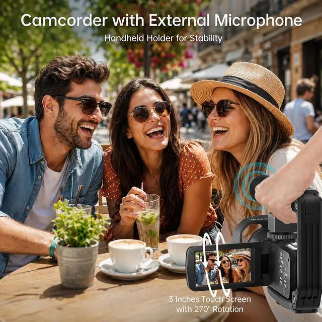 Alt view image 7 of 7 - VETEK Video Camera 8k Camcorder 48MP UHD WiFi Vlogging Camera for YouTube | 18X Digital Zoom,IR Night Vision 3.0 LCD Screen Digital Camera with Microphone, 32G SD Card, Remote Control and 2 Batteries
